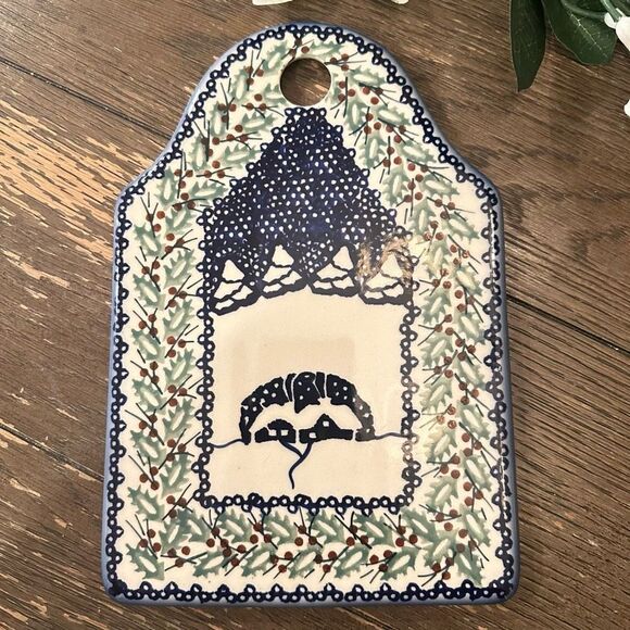 Polish Pottery Boleslawiec‎ Cutting Board Cheese Board Trivet Holly Leaf - Picture 2 of 6
